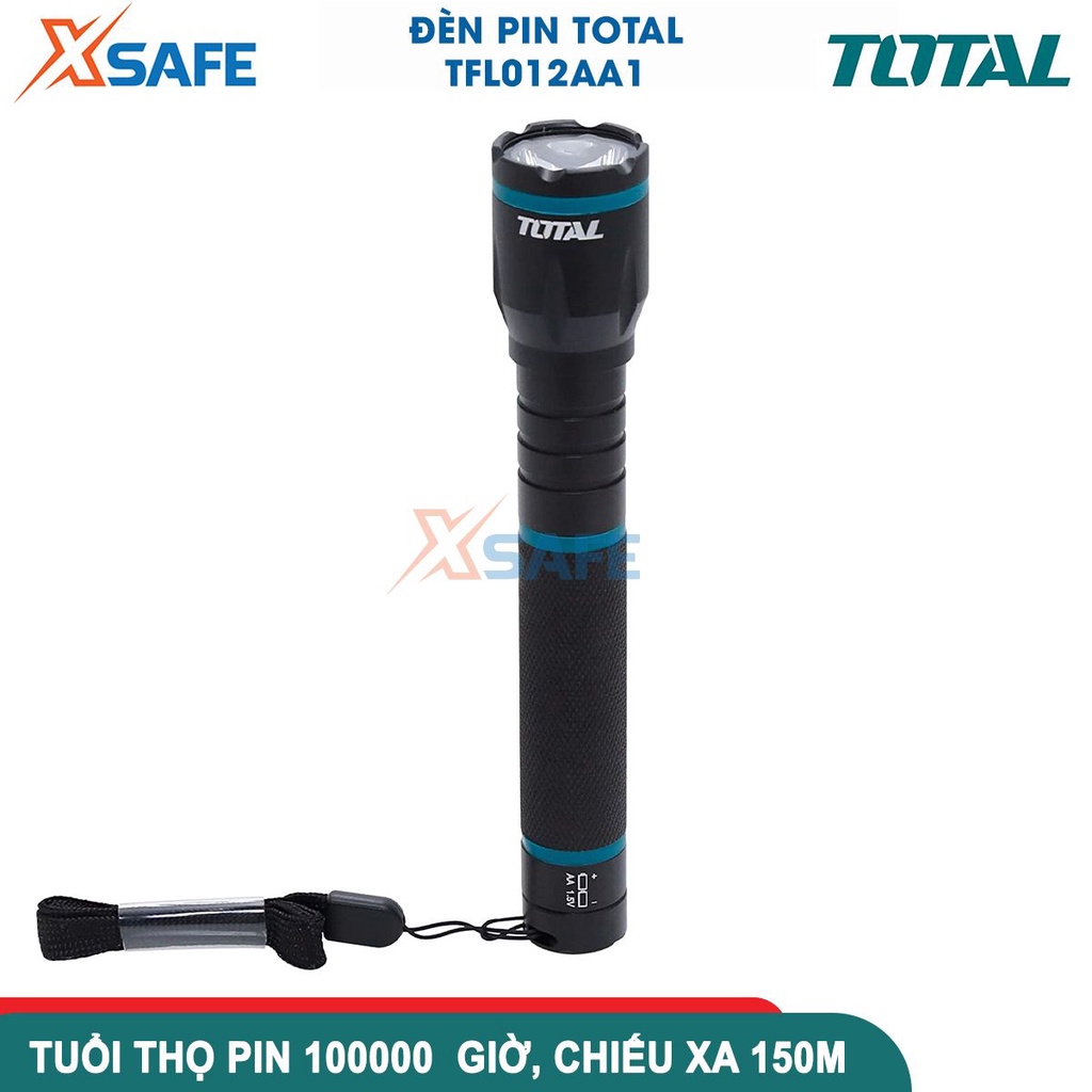 Đèn pin TOTAL công suất 1-3W, vỏ hợp kim nhôm siêu bền, tuổi thọ đèn 100000h, KHÔNG KÈM THEO PIN, công tắc ở đuôi