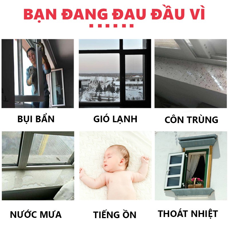 Ron Chặn Cửa  Ron Dán Khung Cửa, Lấp Kín Khe Hở, Cách Âm, Chống Thoát Nhiệt, Chống Va Đập - Dán Được Mọi Loại Cửa