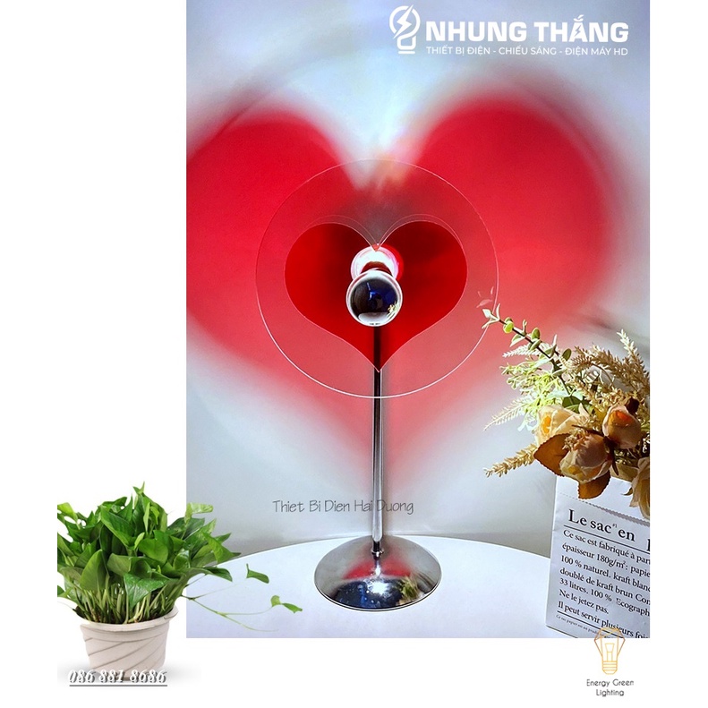 Đèn Bàn Hình Trái Tim Ánh Sáng Siêu Đẹp DB-920 - Decor Trang Trí Phòng Ngủ Lãng Mạn - Bảo Hành 12 Tháng