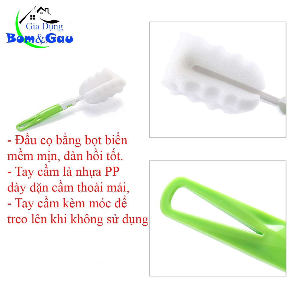 Dụng cụ cọ rửa các loại bình nước, ly cốc bằng bọt biệt tiện dụng