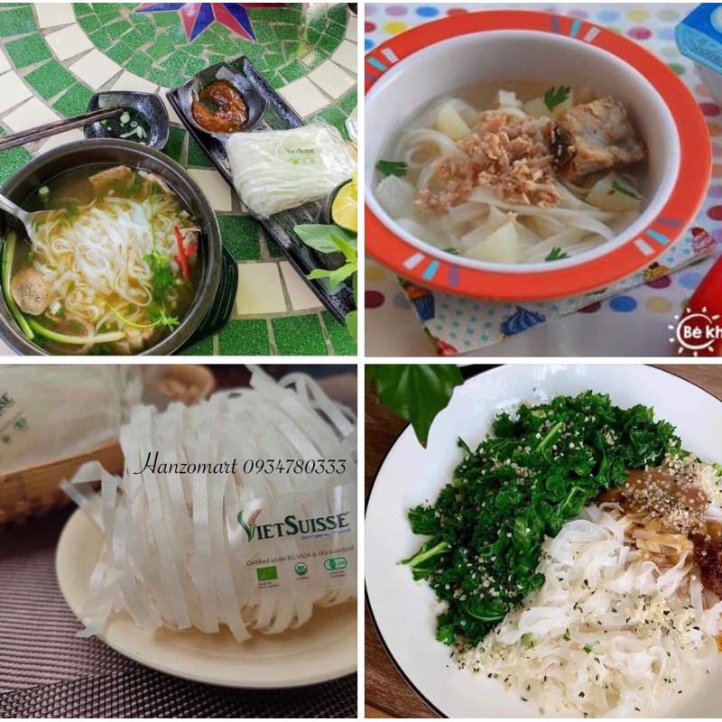 Phở gạo rau củ ăn liền hữu cơ cho bé ăn dặm Vietsuisse gói nhỏ 60gr