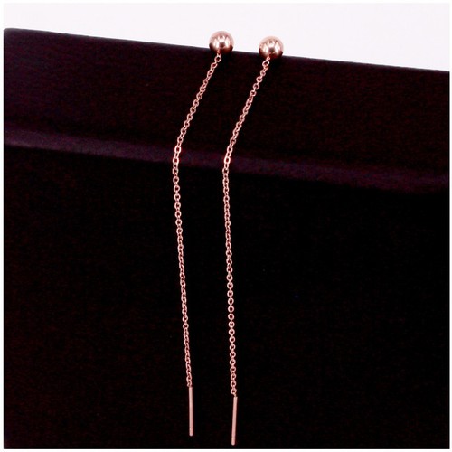 Bông Tai Trái Châu Chuỗi Dài Titan Ko Đen TT 3532