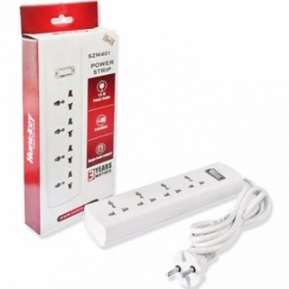 Ổ cắm điện Huntkey SZM401 - 2500W, 4 lỗ 3 chân đa năng, chống sét, cáp 1.5m - Hàng chính hãng