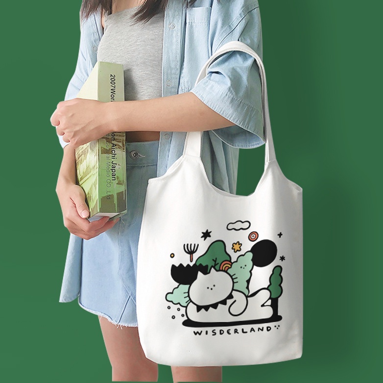 Túi tote hàn quốc vải canvas mềm WisderLand nữ xách vai kẹp nách thời trang giá rẻ phong cách ulzzang