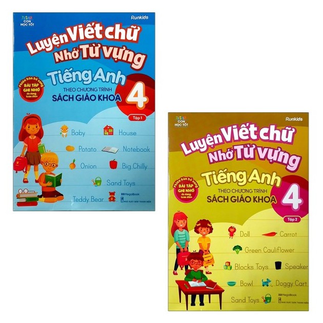 Sách Megabook - Combo Luyện Viết Chữ Nhớ Từ Vựng Tiếng Anh Theo Chương Trình Sách Giáo Khoa Lớp 4 (Tập 1 + Tập 2)