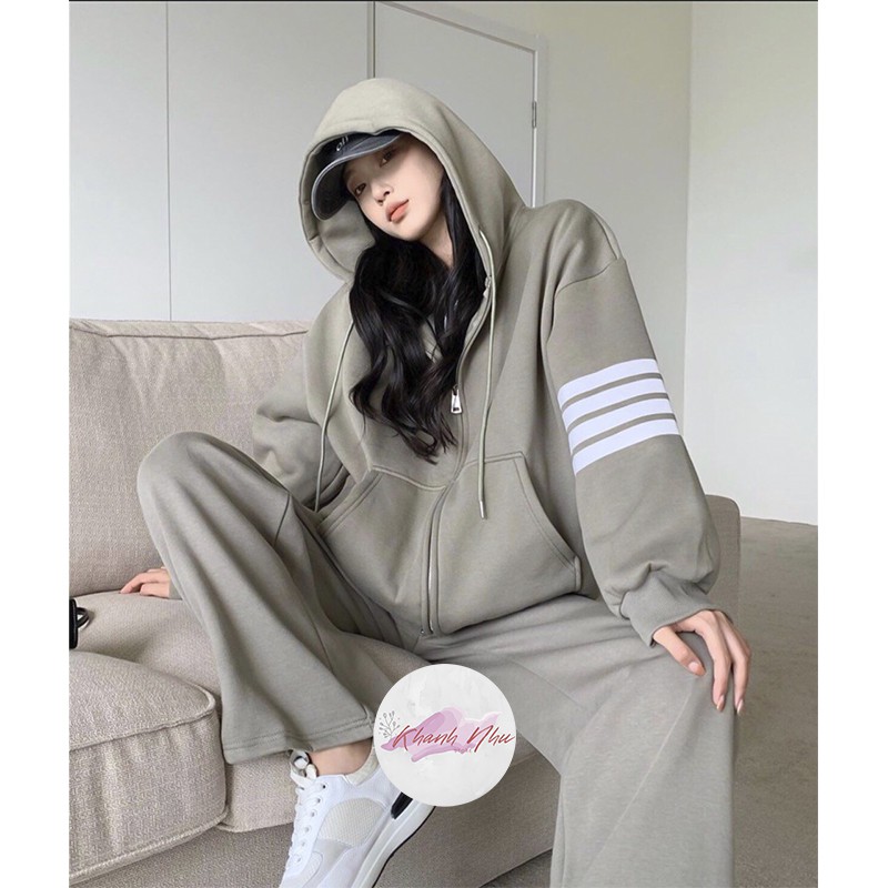 Sét Nỉ 3 Vạch có mũ, Sét Nỉ Thome 3 vạch FREESHIP