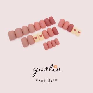 24 móng tay giả dáng ngắn họa tiết dễ thương chống nước dễ dàng tháo gỡ