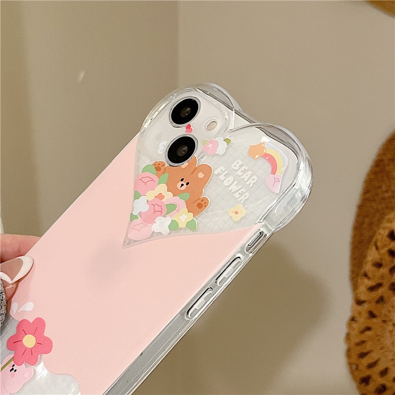 Ốp lưng iphone Ốp Điện Thoại Tpu Hình Gấu Trái Tim Lớn Có Dây Đeo Cho iPhone 13 11 14proPro 7 8 Xr XsmaxPlus Pro Max Max Dinuo case