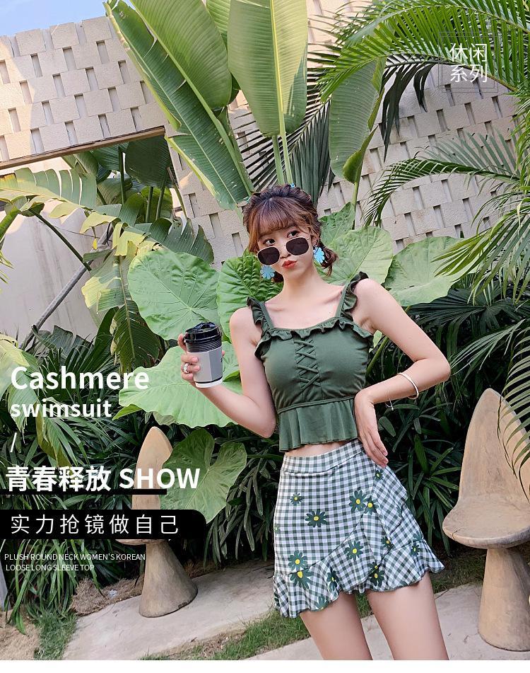 Bộ Đồ Bơi In Họa Tiết Lá Cây Phong Cách Hàn Quốc Cho Nữ | BigBuy360 - bigbuy360.vn