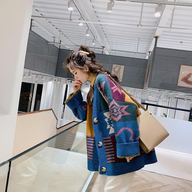 Áo Khoác Cardigan Dệt Kim Tay Dài Dáng Rộng Phong Cách Thời Trang Hàn Quốc