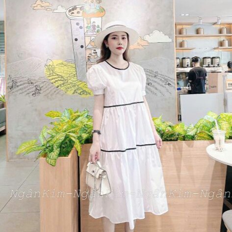 Váy bầu đẹp thời trang thiết kế mùa hè dambauxinh-KK1 Đầm bầu mùa hè dáng suông chất đũi lụa đẹp