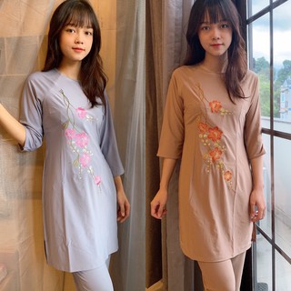 Đồ Lam Đi Chùa# Cách Tân Thêu Hoa Sa La # Đồ Bộ Nữ # Quần Áo