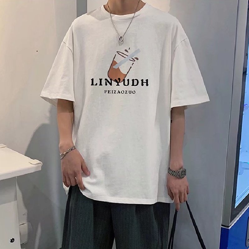 Áo Thun Tay Ngắn Dáng Rộng In Chữ Phong Cách Hip Hop Hàn Quốc Thời Trang Mùa Hè Cho Nam Size M-8XL