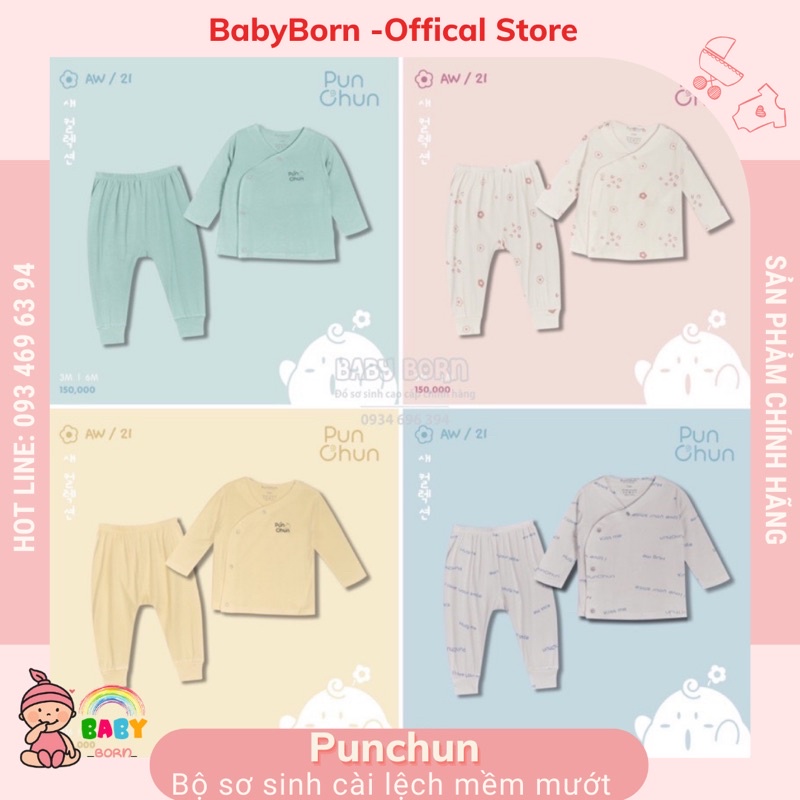 Punchun - Bộ dài tay cài cúc chéo mềm mát cho bé