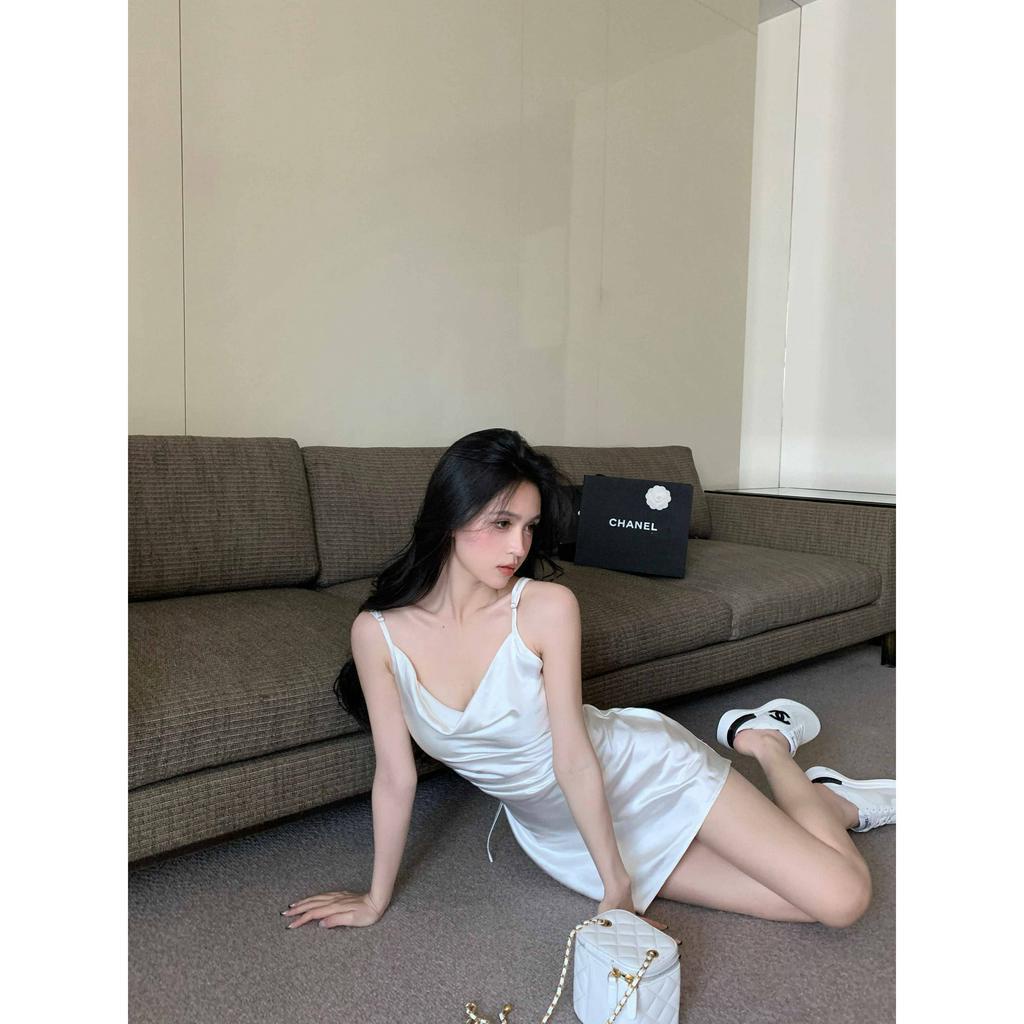 Cocory vn Đầm Hai Dây Màu Trơn Dáng Ôm Thời Trang Hàn Quốc Dành Cho Nữ