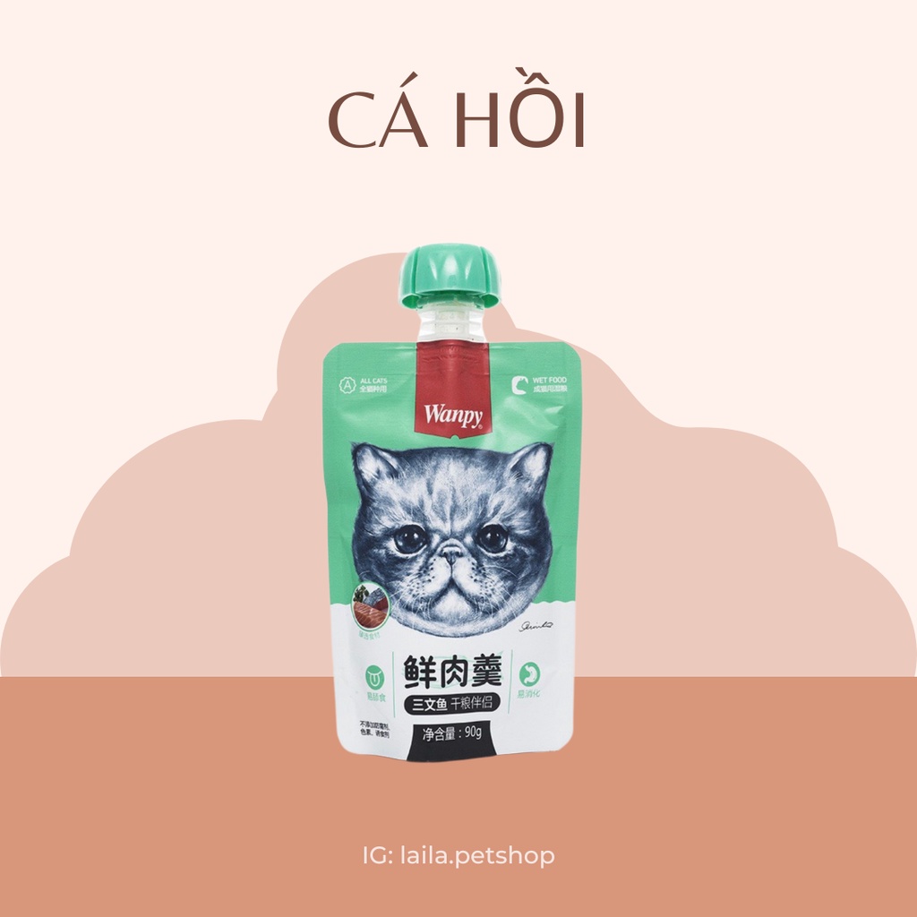 [ Giá Cực Tốt] Súp Thưởng WANPY Cho Mèo Dạng Nắp Vặn 90g - Laila Petshop