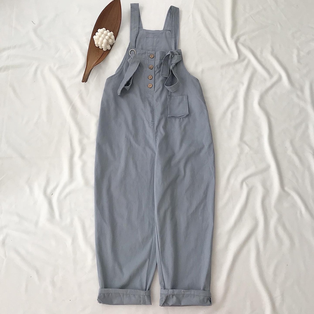 Quần Yếm Kaki Nữ JEMCLOSET Màu Be Yếm Quần Form Rộng Có Túi Trước AMOUR Phong Cách Basic Hàn Quốc Năng Động 7174