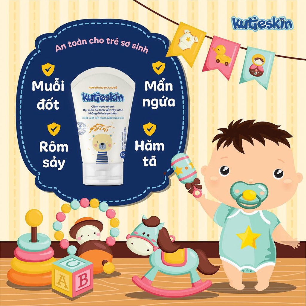 Kem bôi Kutieskin 30gr giành cho da bé sơ sinh và trẻ nhỏ bị rôm sảy muỗi đốt côn trùng cắn