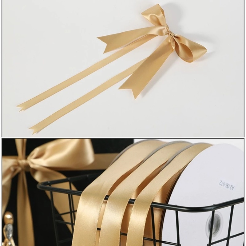 Cuộn dây ruy băng satin màu vàng sâm panh 22m dùng trang trí tiệc cưới có 5 kích thước