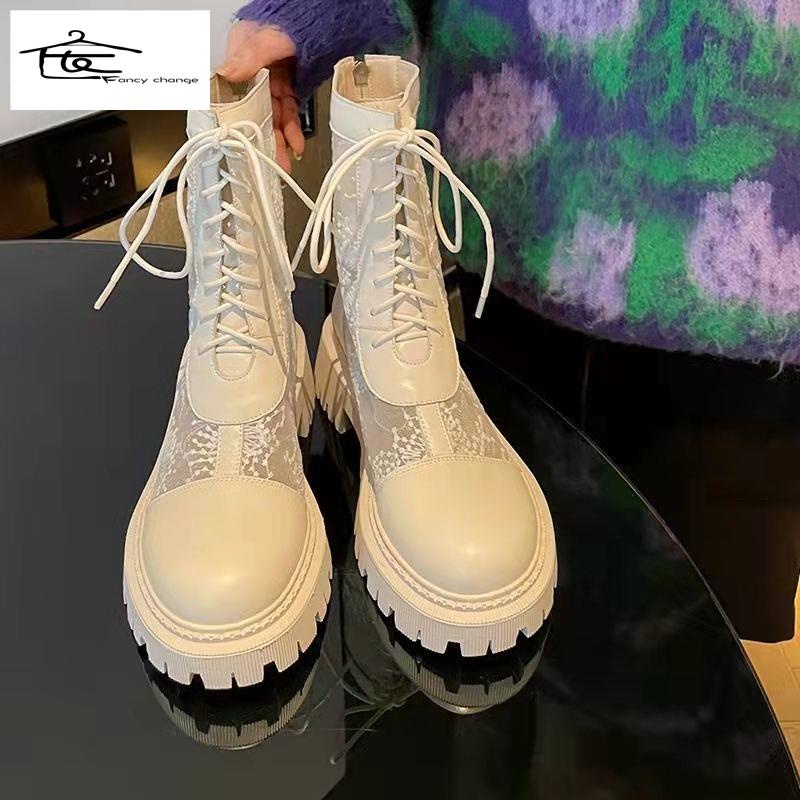 Giày Bốt Martin Dạng Lưới Rỗng Đế Dày Thoáng Khí Thời Trang Xuân Hè Kiểu Mới 2022 Cho Bạn Gái