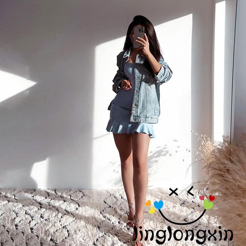 Bộ Đồ 2 Mảnh Áo Liền Thân Không Tay Hở Lưng Màu Trơn Dành Cho Nữ