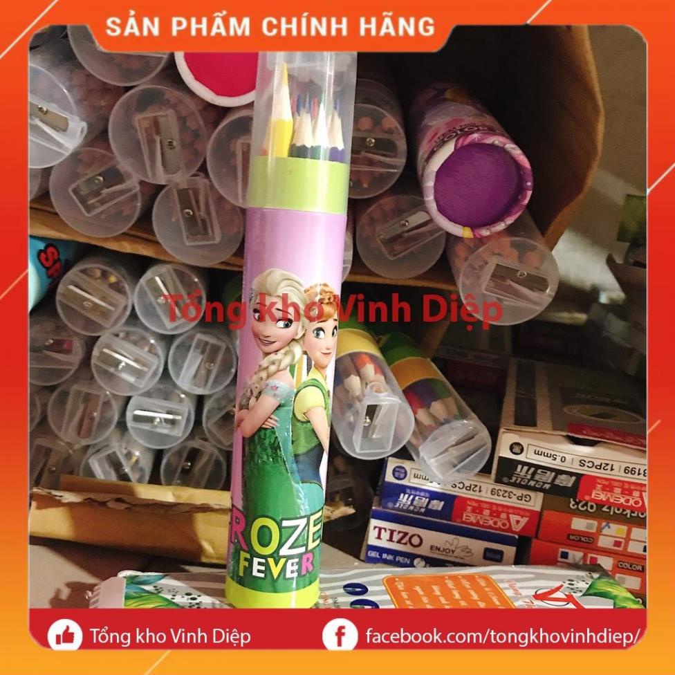 Lọ bút chì màu 12 - 18 màu, hộp bút chì màu 12 18 cây, nắp kèm chuốt gọt bút