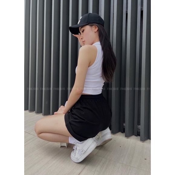 Áo croptop sát nách, áo croptop cổ bẻ Phong Cách Hàn Quốc