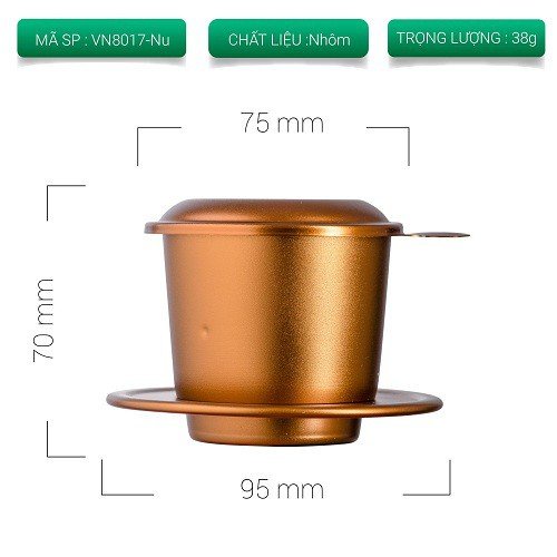 Phin màu pha cà phê, phin Anode cao cấp, phin nhôm màu khắc logo thương hiệu khách hàng, Phin nhôm không màu cao cấp