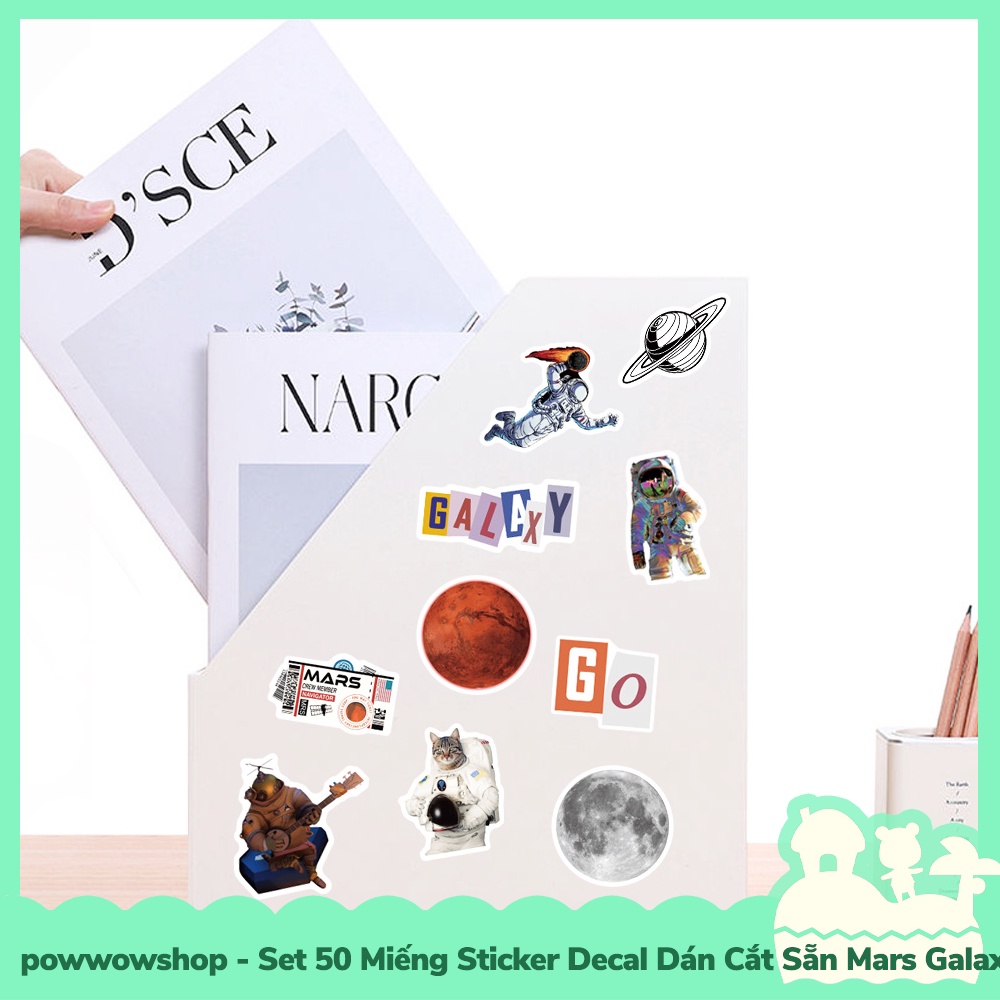 [Sẵn VN - Hỏa Tốc] Set 50 Miếng Sticker Decal Cắt Sẵn DIY Dán Trang Trí Vật Dụng Mẫu Mars Galaxy Engineer