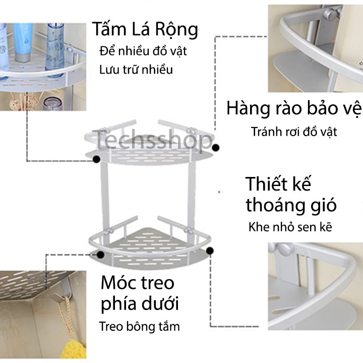 Kệ Góc Tường Nhà Tắm 2 Tầng Bằng Hợp Kim Nhôm Khoan Bắt Vít - Kệ Để Đồ Hình Tam Giác