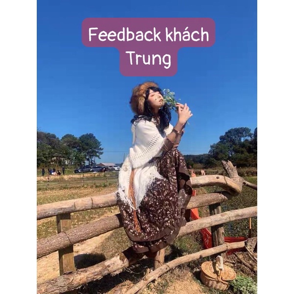 Áo len choàng boho