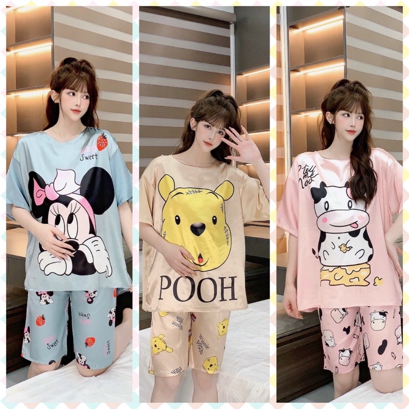 Bộ bầu Pyjama mặc nhà đẹp rẻ Đồ cho mẹ sau sinh cho con bú chất lụa MANGO cao cấp phù hợp đi dạo B17