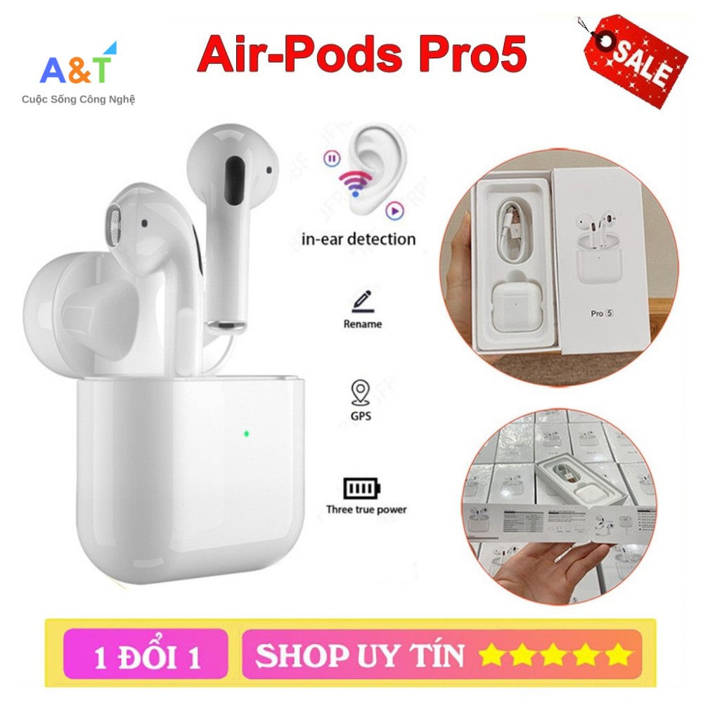 Tai Nghe Bluetooth Pro 5 Cao Cấp, Định vị đổi tên, Siêu nhạy, âm thanh đỉnh cao, Bảo Hành 1 đổi 1 ATSTORES