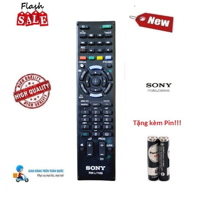 Remote Điều khiển Tivi Sony RM-L1165 - Hàng tốt mới 100% Tặng kèm Pin