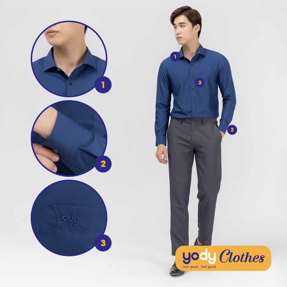 [Mã WABRYD221 giảm 10% đơn 250K] Áo sơ mi nam dài tay YODY có túi chất lụa nến cao cấp dáng ôm slimfit SPM4005 | BigBuy360 - bigbuy360.vn