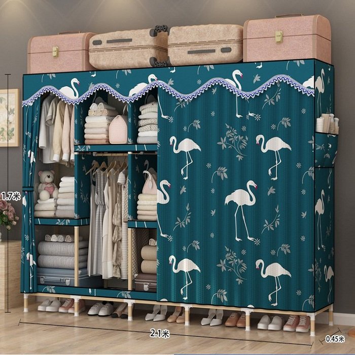 Tủ Quần Áo Gỗ Tủ Vải Đựng Quần Áo 4 Buồng 8 Ngăn 5 Buồng 10 Ngăn Dễ Di Chuyển, Dễ Lắp Đặt, Chống Bám Bụi, Bám Bẩn