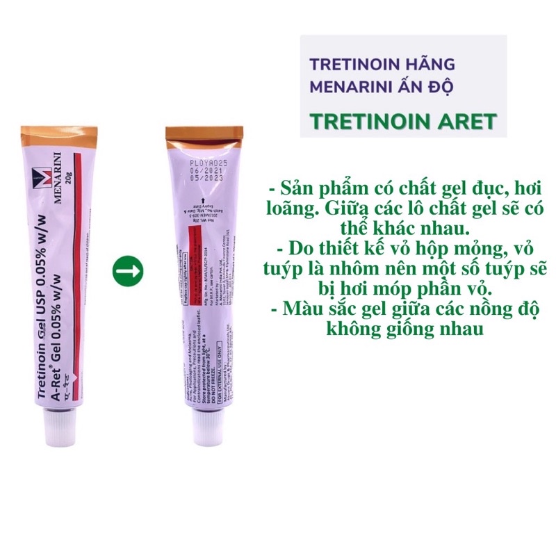 Tre Aret Ấn độ, tretinoin 0.025, 0.05, 0.1