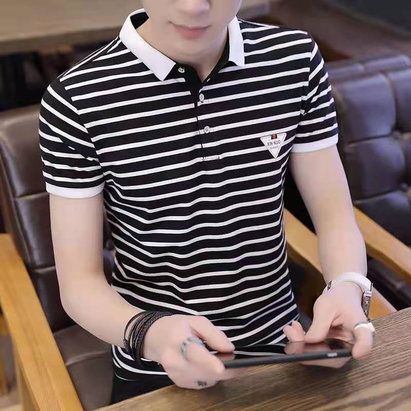 Áo Thun polo Ngắn Tay Họa Tiết Sọc Trẻ Trung Thời Trang Dành Cho Nam 3.20