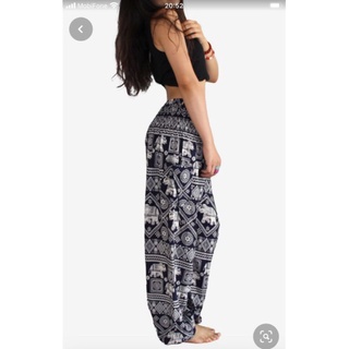 [size 1: 43-58kg] Quần Alibaba lanh thái phong cách boho nam/nữ đều mặc được Họa Tiết Form Rộng Bo Thun
