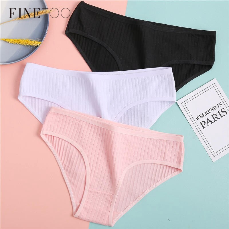 Quần lót FINETOO chất liệu cotton màu sắc đơn giản thoải mái size M - XL cho nữ