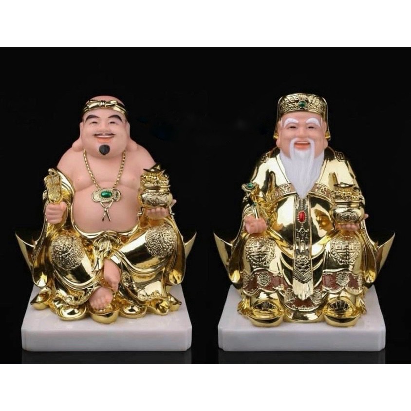 Cặp Thần Tài Thổ Địa Cam Vàng - Tài Địa Bột Đá 10 in - 25cm (Nhiều Mẫu)