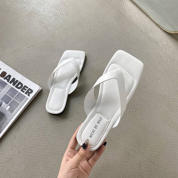 JINxCHOY Dép mũi vuông JINXCHOY đế thấp phong cách thời trang trẻ trung