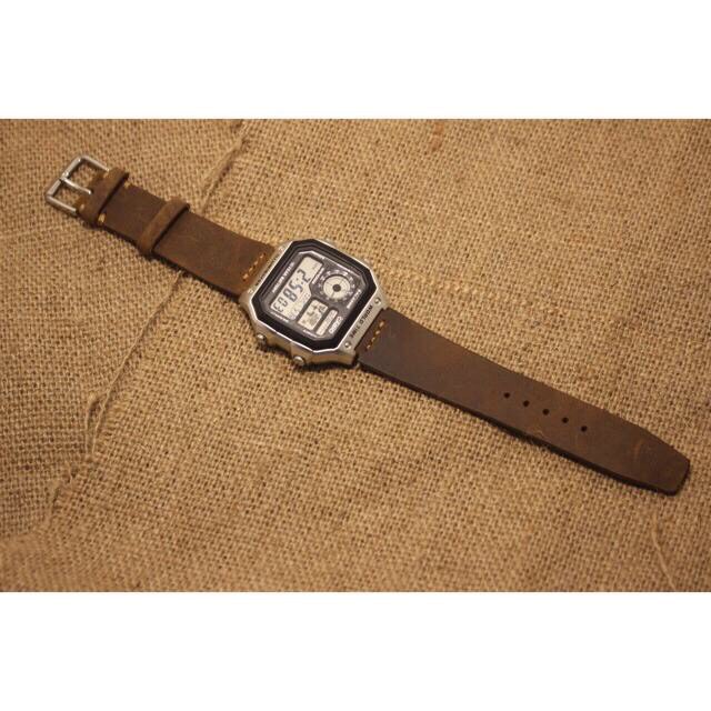 Dây da Casio Ae1200 - Da sáp ngựa Handmade (Tặng kèm khoá + cây thay dây )