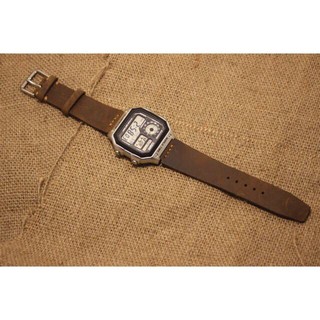 Dây da Casio Ae1200 - Da sáp ngựa Handmade (Tặng kèm khoá + cây thay dây )