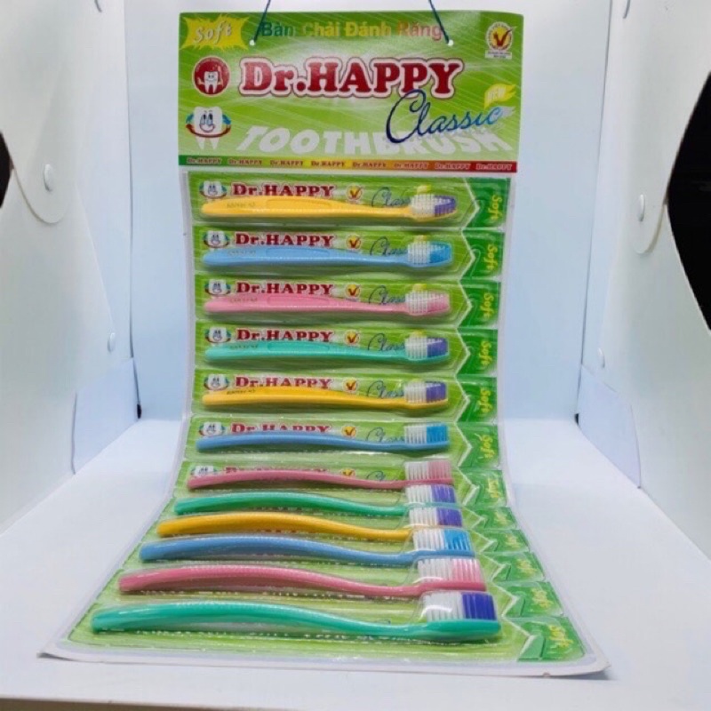 💥 Set 12 Cây Bàn Chải Vỉ Happy, Người Lớn