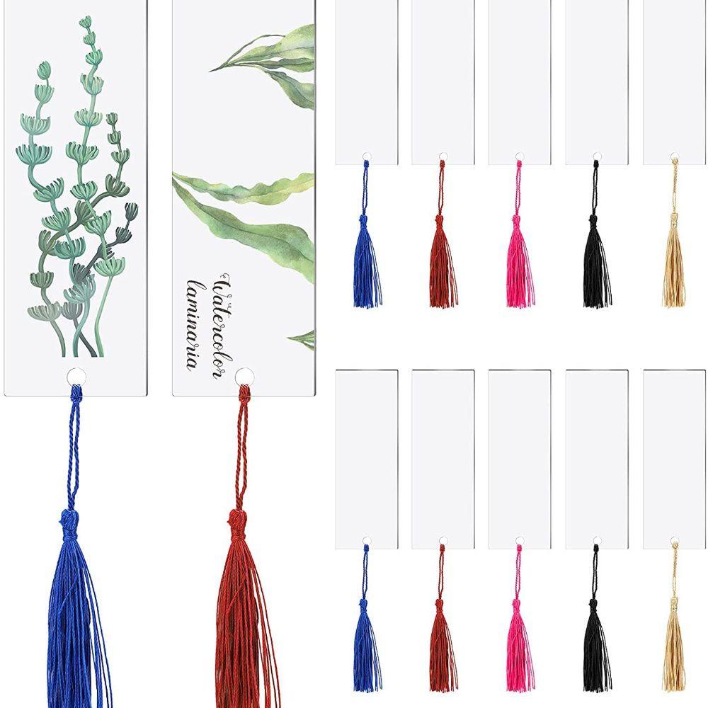 Set 15 Dụng Cụ Đánh Dấu Trang Sách Trong Suốt Kèm Tua Rua DIY
