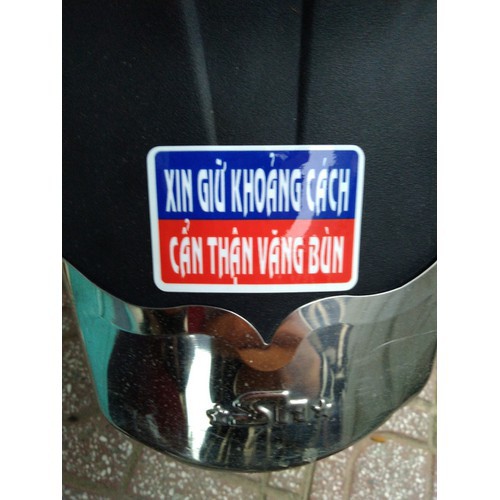 Tem XIN GIỮ KHOẢNG CÁCH CẨN THẬN VĂNG BÙN I 1 TẤM 7cmX5cm - Vindecal BD