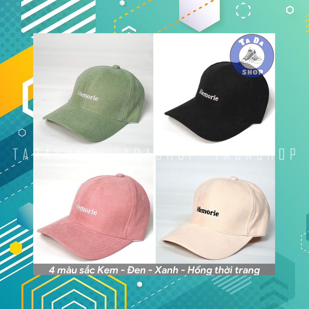 [Ảnh thật] Mũ lưỡi trai/Nón kết thêu chữ Memorie phong cách Ulzzang form unisex nam nữ
