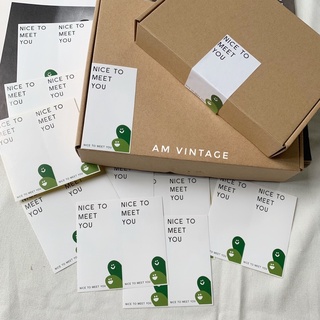 Sticker hình dán “nice to meet you” trang trí hộp quà tặng vintage