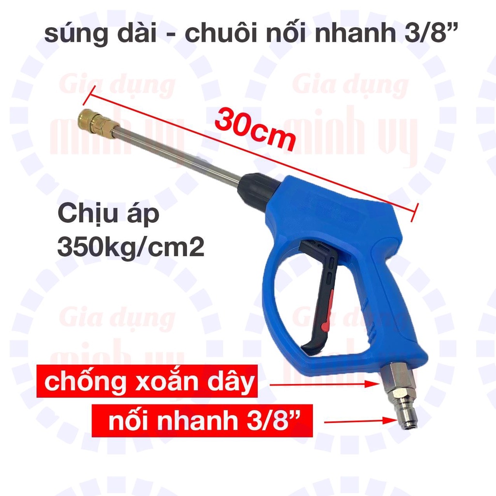 SUNG RUA XE cao áp - van đồng lõi sứ - chịu áp 350Kg - chống xoắn dây